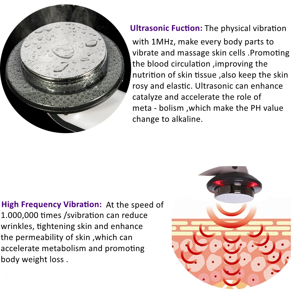 Ultrasonic Cellulite Lipo Remove Weight Loss Face Body Slimming Massage Ultrasound Vibration Fat Burner Infrared EMS Galvanic | Красота и