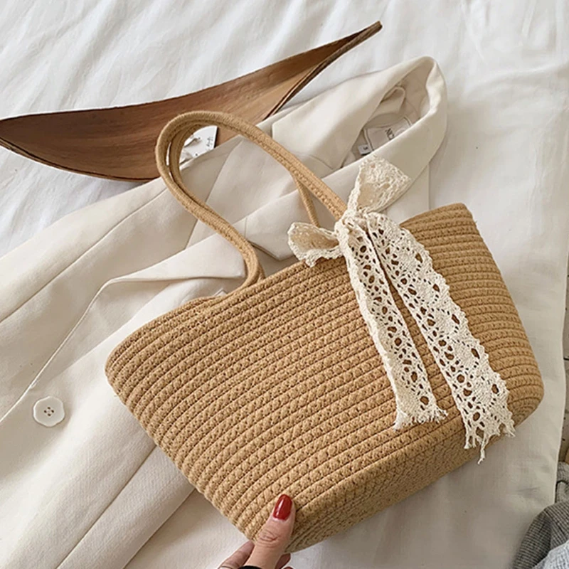 

Соломенная пляжная сумка-мешок для женщин и девушек, винтажные плетеные богемные Летние повседневные дамские сумочки на ремне из ротанга