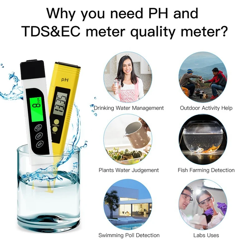 Цифровой измеритель TDS и PH тестер качества воды с кнопкой автоматической