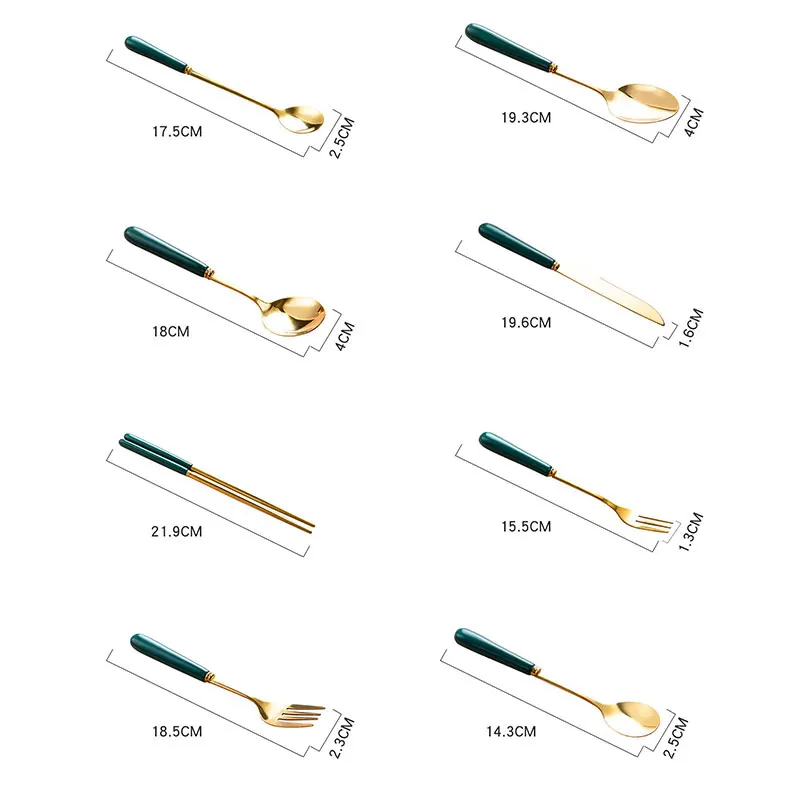 

Ceramic Stainless Steel Knife and Forks Ice Cream Scoop Coffee Spoon Knife and Fork Dessert Fruit Tableware Kitchen Supplies