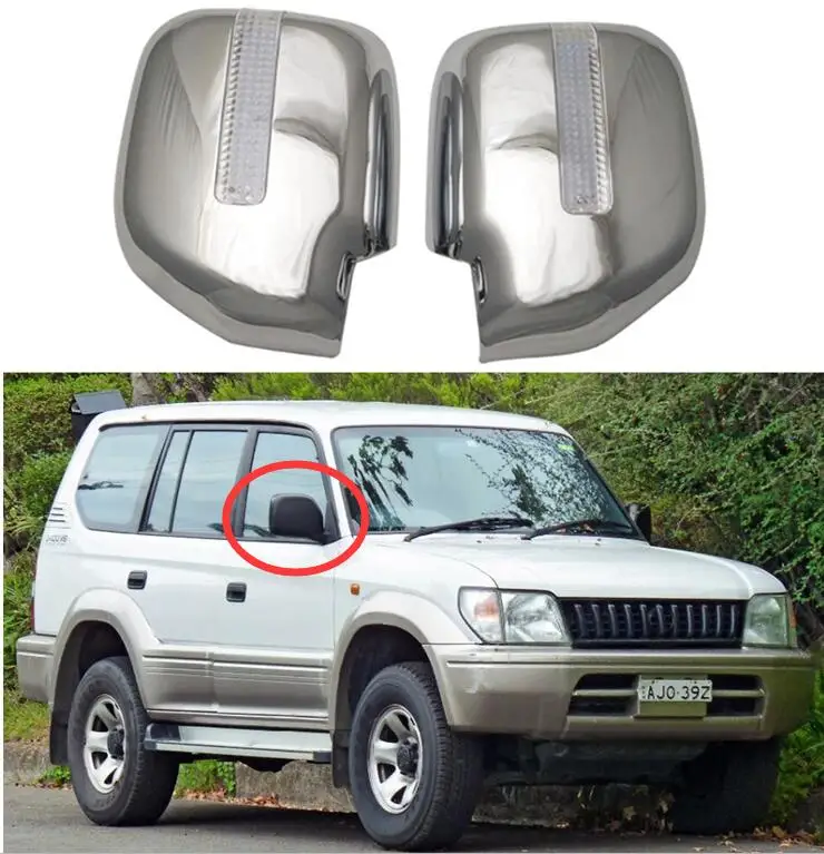 Хромированный чехол для зеркала заднего вида Toyota Land cruiser Prado fj90 3400 спойлер