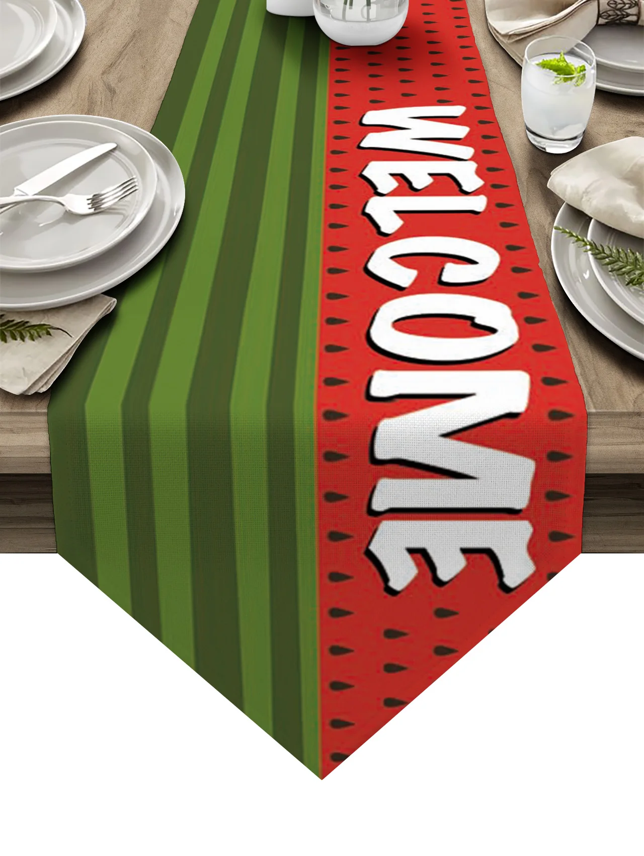 

Summer Watermelon Stripes Table Runners Kitchen Dining Tablecloths Wedding Party Table Decoration Table Runner