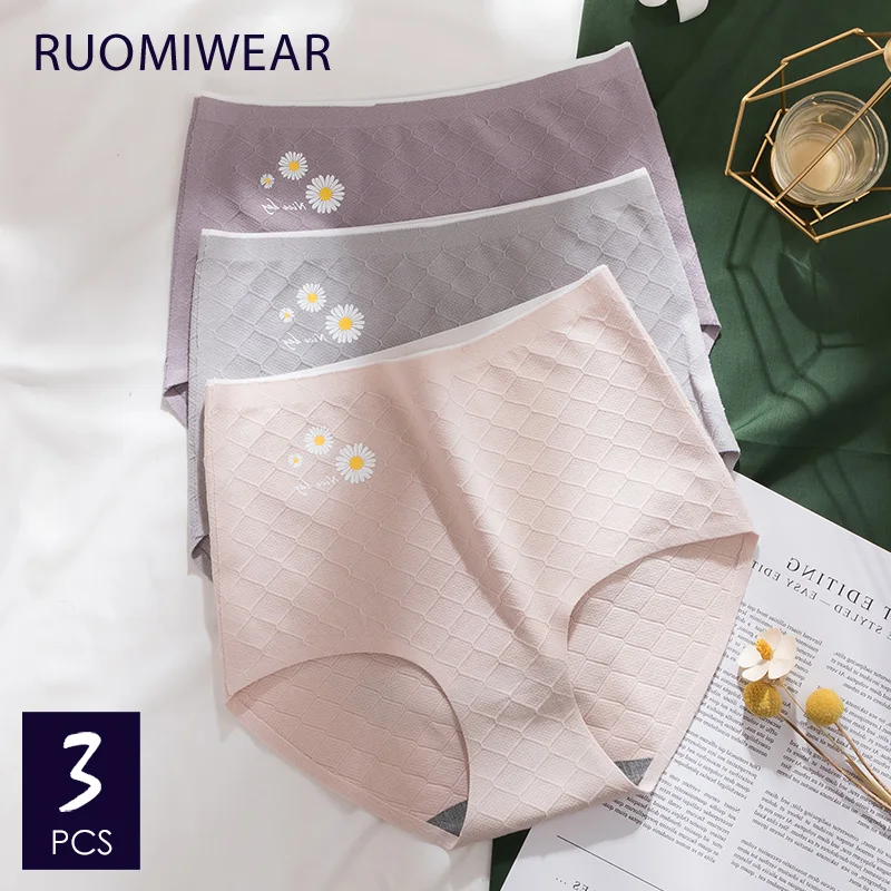 

Women's Seamless Underwear Cotton Panties High Waist Slimming Shaper Hips Sexy Lingerie Female Briefs Top Quality 3Pcs/Lot