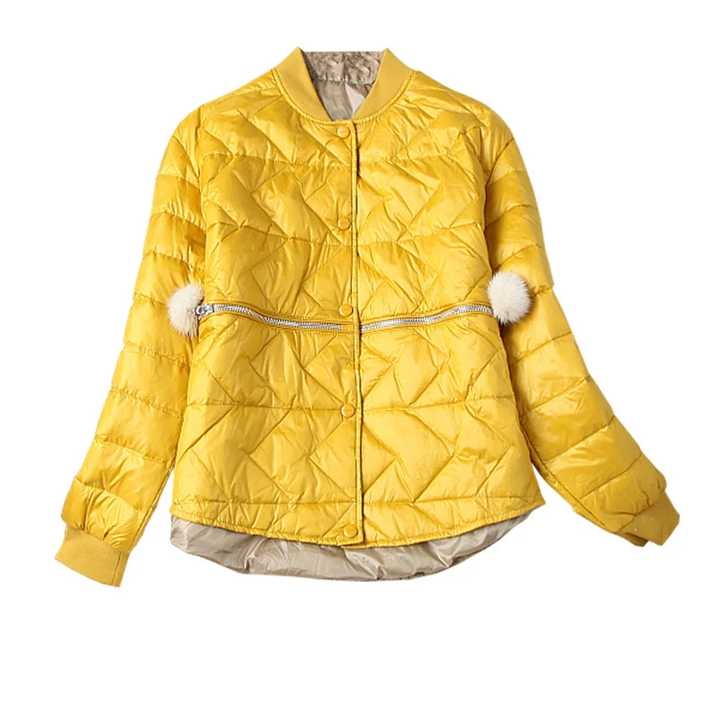 Женское пуховое пальто короткий бейсбольный пуховик Женский Повседневный