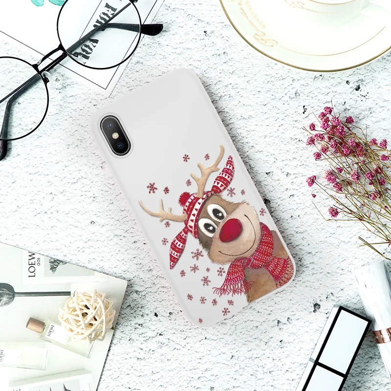 Рождественский мягкий чехол для IPhone 7 5 6 S 8 Plus XS X Xr Max 11 Pro MAX новогодний цветной