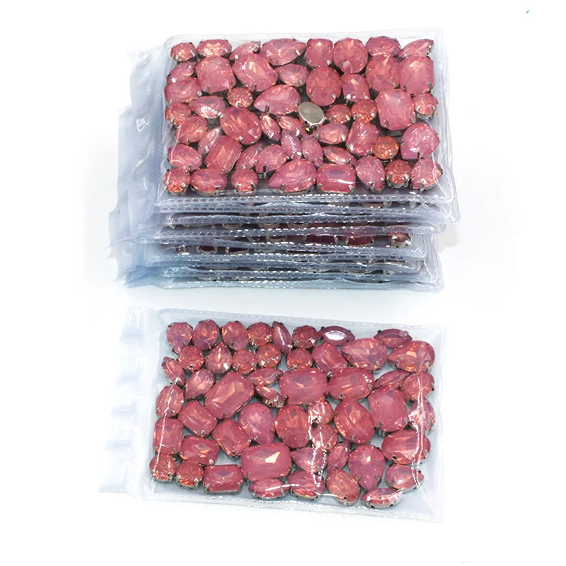 Бесплатная доставка оптовая продажа 5 мешков смешанные формы розовые стразы