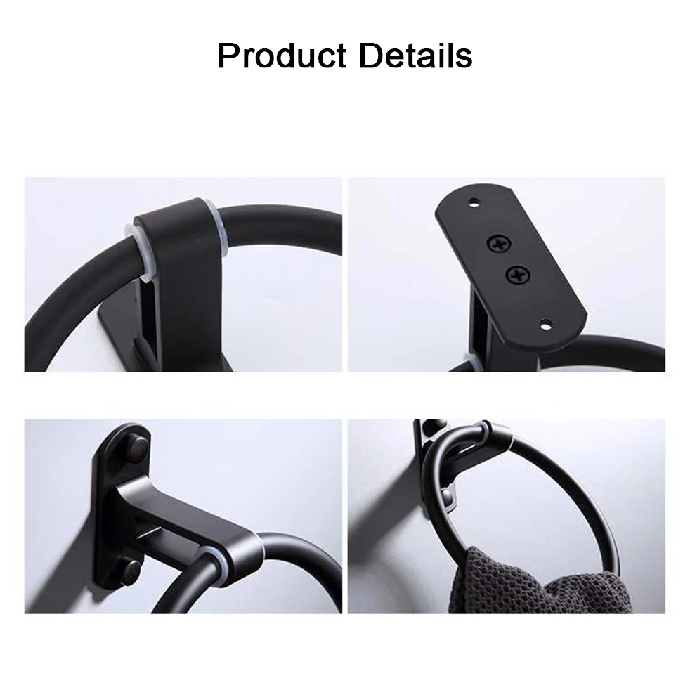 Кольцо для полотенца черный держатель полотенец круглая настенная стойка душа