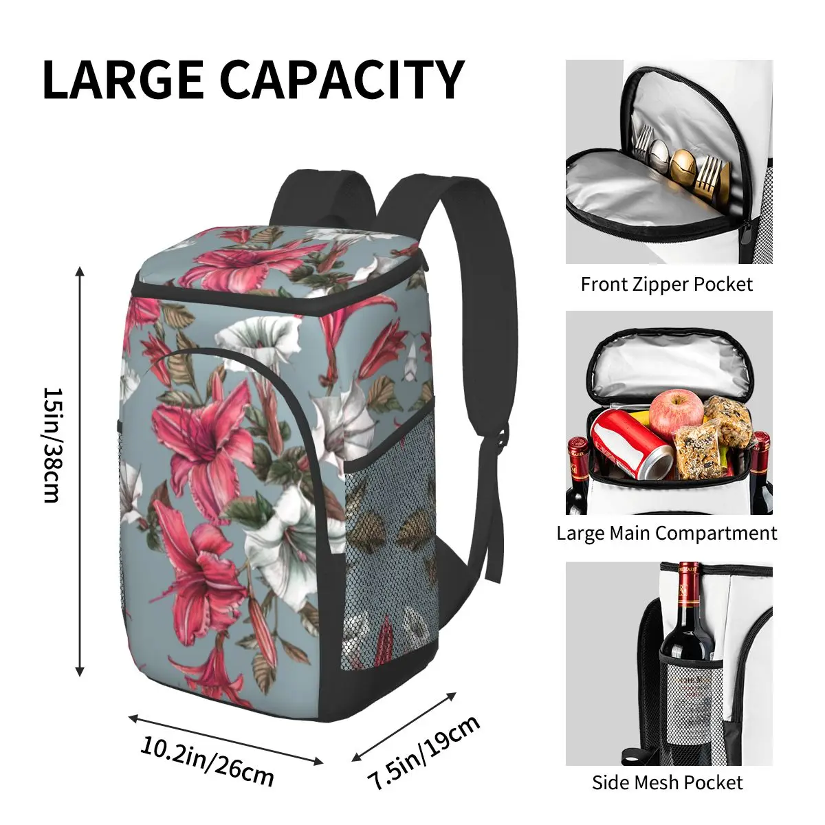 refrigerator bag watercolor daylilies and datura soft large insulated cooler backpack thermal fridge travel beach beer bag free global shipping