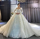 Очаровательные свадебные платья с длинным шлейфом бальное платье с длинным рукавом форма свадебные платья в Дубае Кружевная аппликация