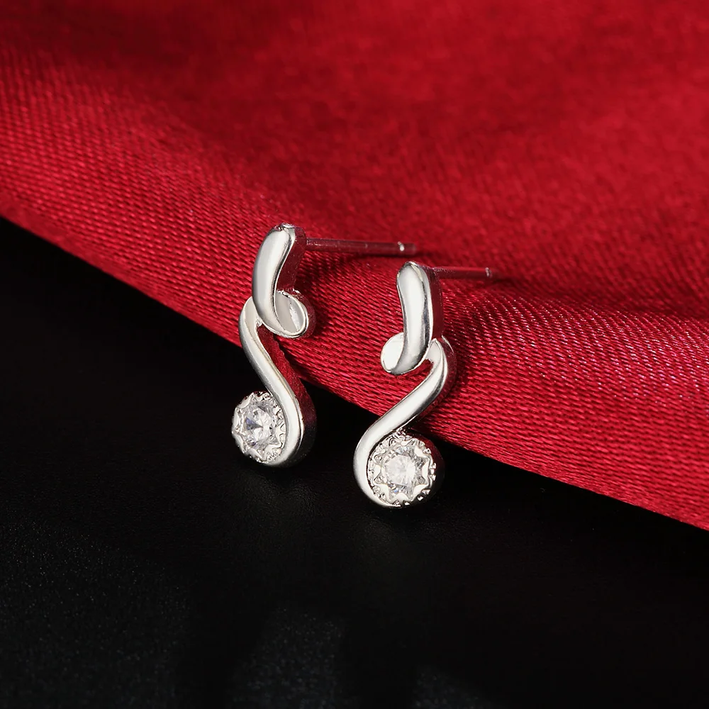 

925 Sterling Silver Earrings for Women Zircon diamond stud earrings lady Street all-match Jewelry gril fine Christmas Gifts