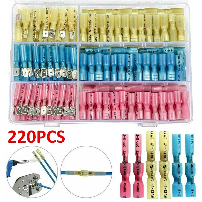 

220 шт./коробка, термоусадочные клеммы для электрических проводов