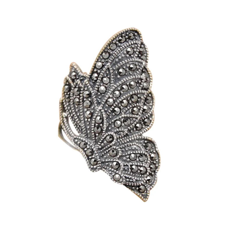 

Counter Boutique 925 Thai Silver Vintage Ethnic Style Butterfly Closed Index Finger Ring Rings plus Size Mother Gift for Women