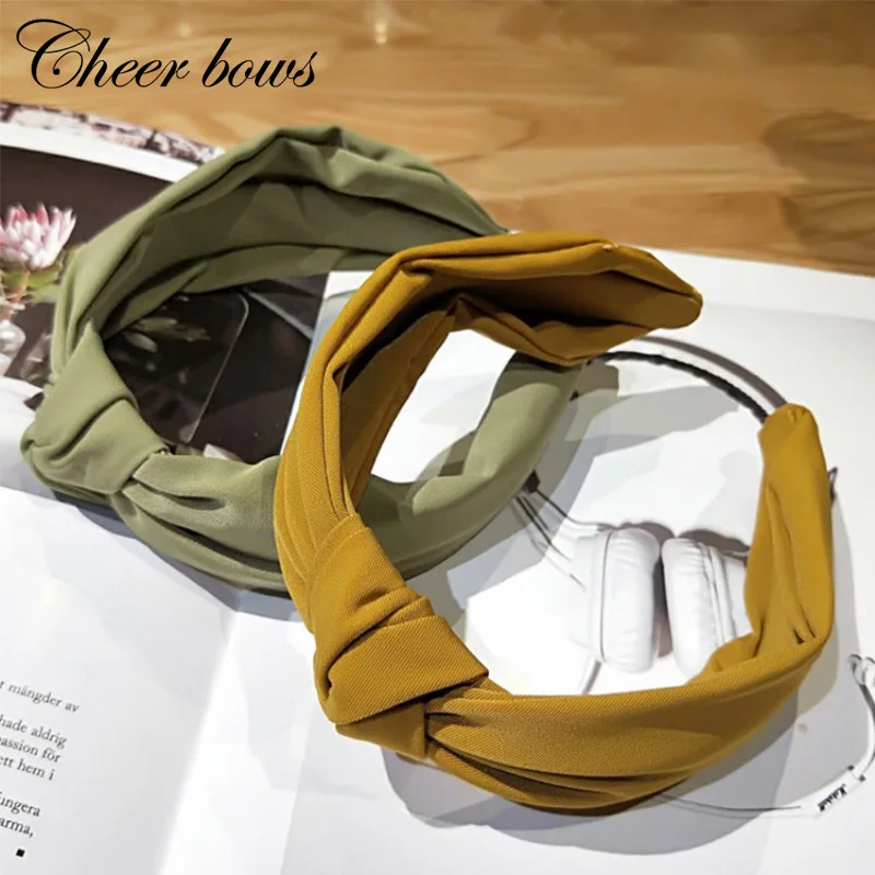 

Fashion Women Solid Color Knot Hairband Simple Lovely Cloth Headbands For Girls Wide Bezel Women Hair Band Hoop Hair Accessories