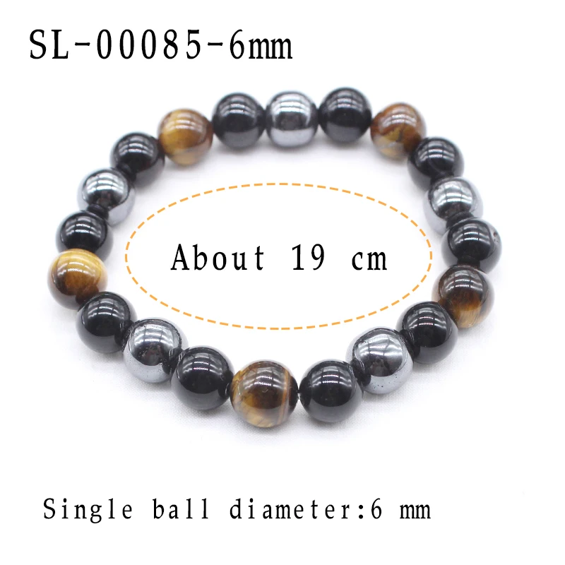 SL-00085-6mm Натуральный черный обсидиан гематит тигровый глаз бусины браслеты для мужчин для магнитной защиты здоровья женщин ювелирные изделия Pulsera Hombre - Окраска металла: SL-00085-6mm