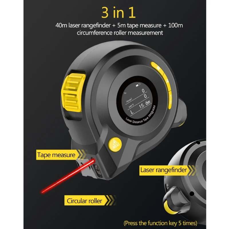 

3 in 1 Digital Range Finder Tape Measure 40M + 5M+ 100M Circular Roller Distance Meter Arc Golf Rangefinder Ruler Roulette