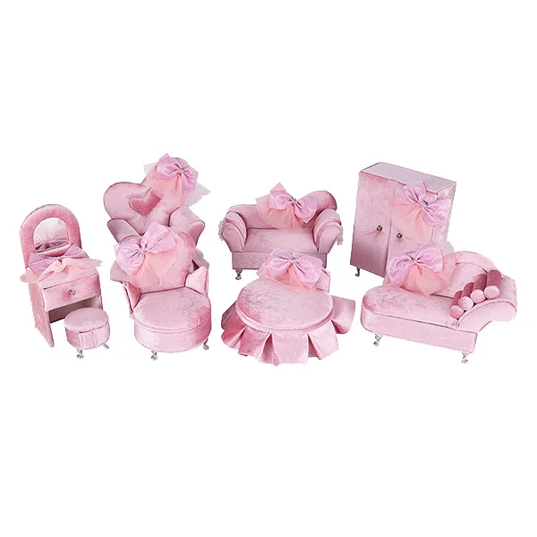 

7 Pcs Creative Pink Bowknot Sofa-Shaped Storage Box, Necklace, Ring, Jewelry Box, Travel Portable Set