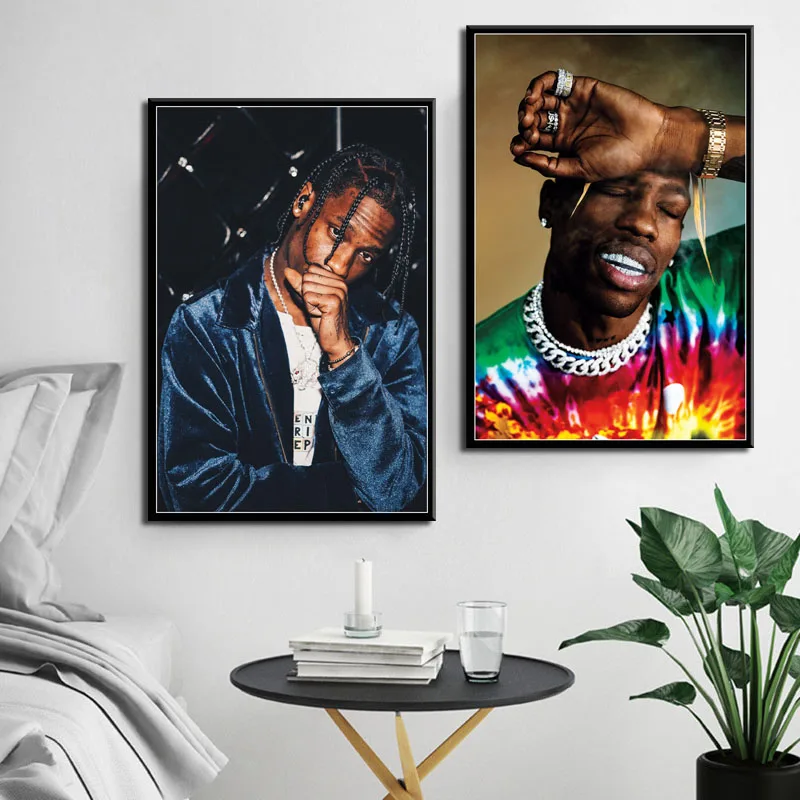 

Travis Scott Music Star Rap Hip Hop Rapper Fashion Model Art Painting Silk Canvas Poster Wall Home Decor картины на стену