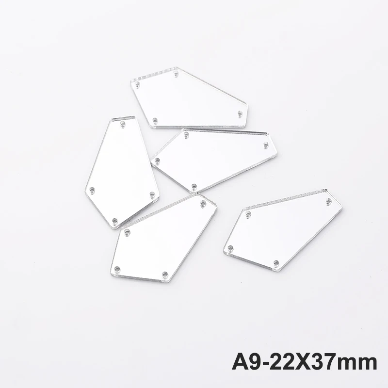 A9-22X37mm RESEN формы смешивания Пластиковые акриловые зеркальные пришитые Стразы с отверстиями с плоской задней стороной кристалл акриловый камень для пришивания для сценического костюма - Цвет: A9-22X37mm