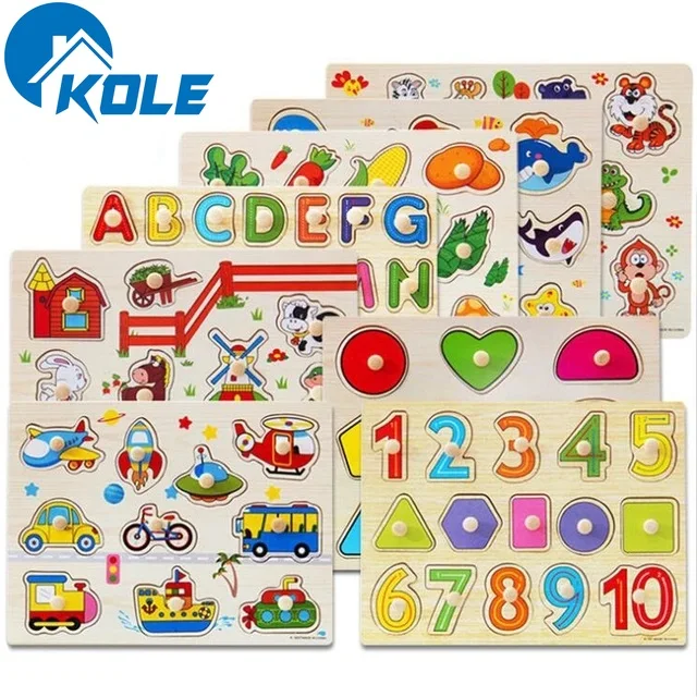 

30cm Kid Early educational toys baby hand grasp wooden puzzle toy alphabet and digit learning education child wood toy WYQ