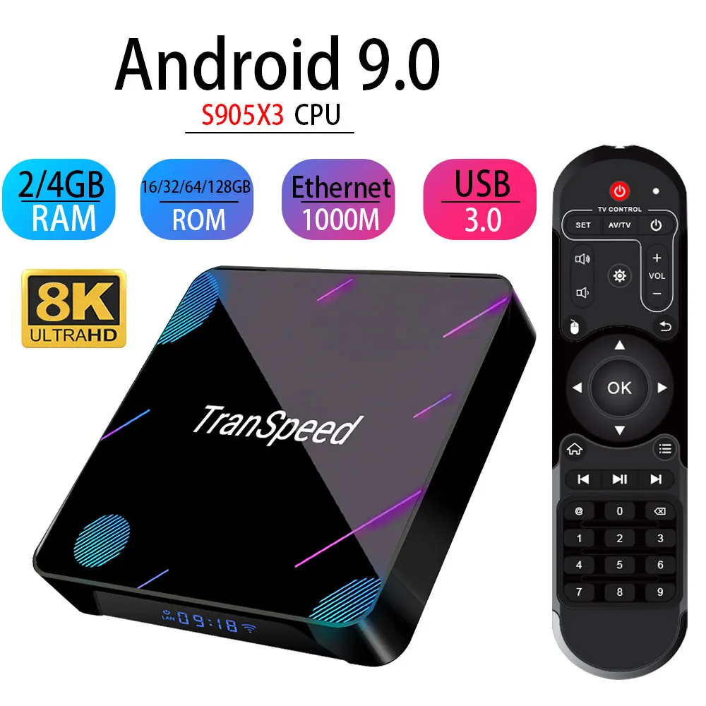 ТВ приставка X3 Plus 9 0 Android 2G 4G 32G 64G 128G 4K Youtude Netflix телеприставка светильник 1000M Wifi Amlogic