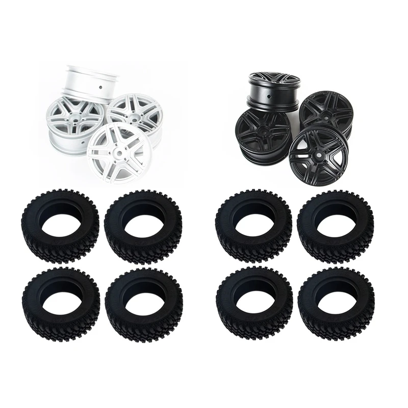 

2 Set for MN86K MN86KS MN86 MN G500 1/12 RC Car Upgrade Parts Metal Wheel Rim Hub Rubber Tire Tyre Set,Silver & Black