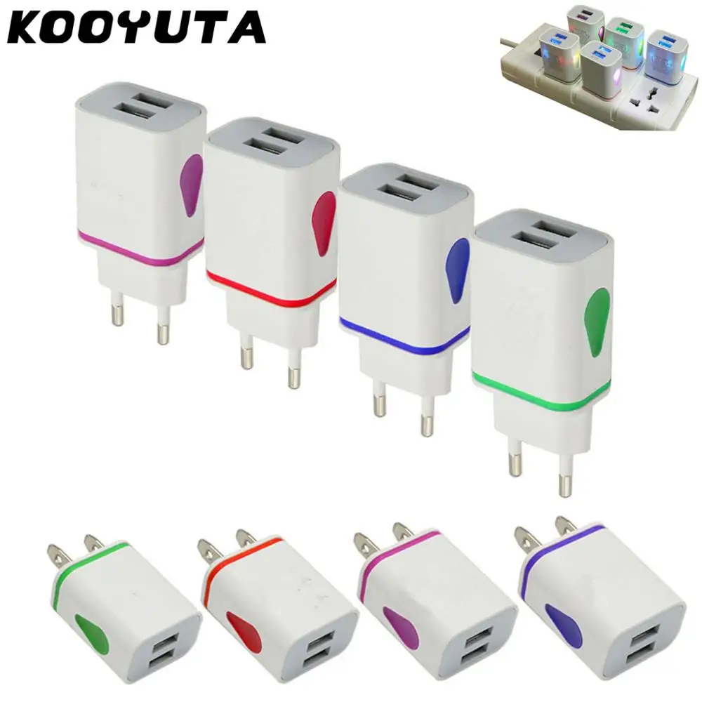 Зарядное устройство переменного тока с 2 USB портами и светодиодной