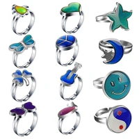 interesting rings with changeable colors as temperature changes small animal design butterfly dolphin stars heart geometric ring