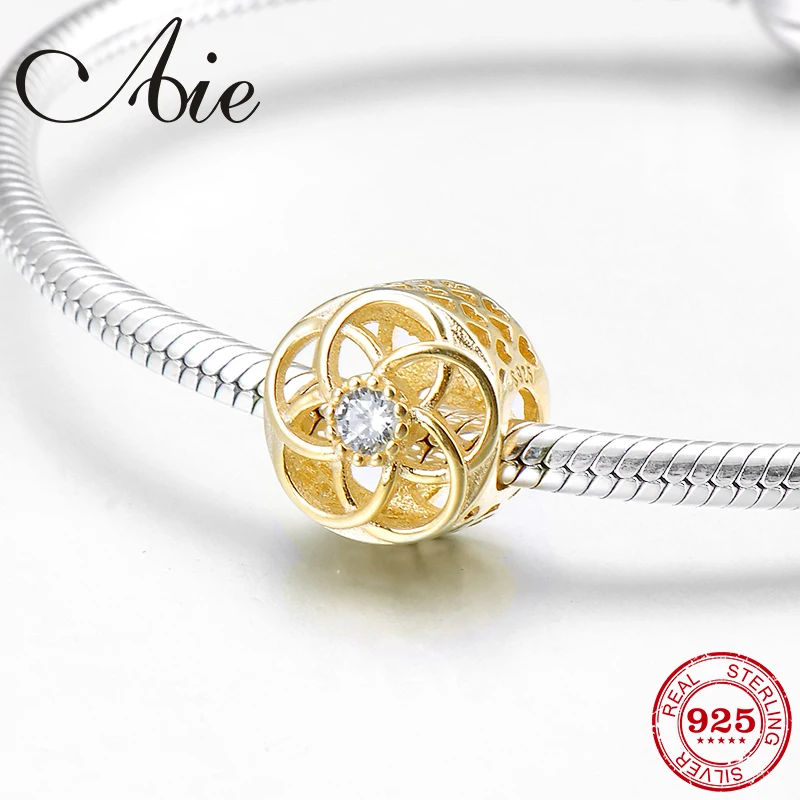 Бусины из серебра 925 пробы с фианитом в форме цветка | Украшения и аксессуары