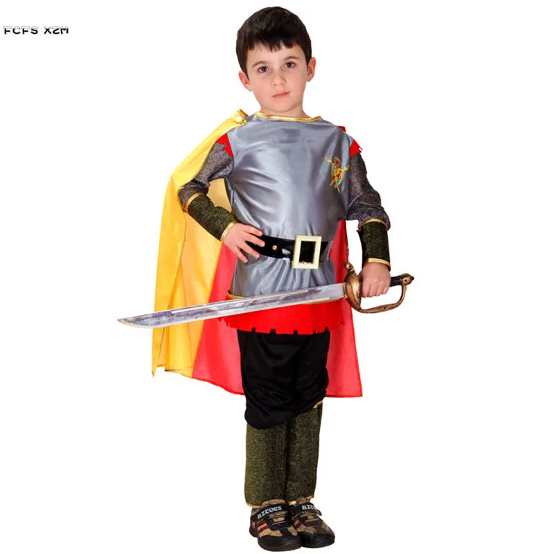 

Boys Knight Cosplay Kids Children Halloween Roman warrior Costumes Carnival Purim parade Stage Masquerade Role play party dress