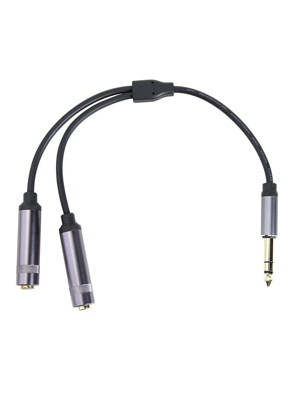 

6.35mm Male-to-male Stereo To Dual 6.5 Mono Audio Line Aluminum Alloy Splitter Audio Cable Adapter Cord Strong Adaptability
