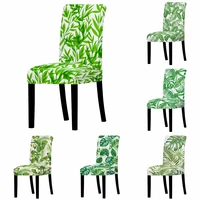 stretch chair cover green leaves spandex elastic dining seat cover for home wedding restaurant anti dirty removable