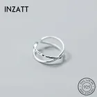 Женское регулируемое кольцо-Крест INZATT, изящное вечернее ювелирное изделие из настоящего серебра 925 пробы с геометрическим узором, аксессуары в минималистическом стиле