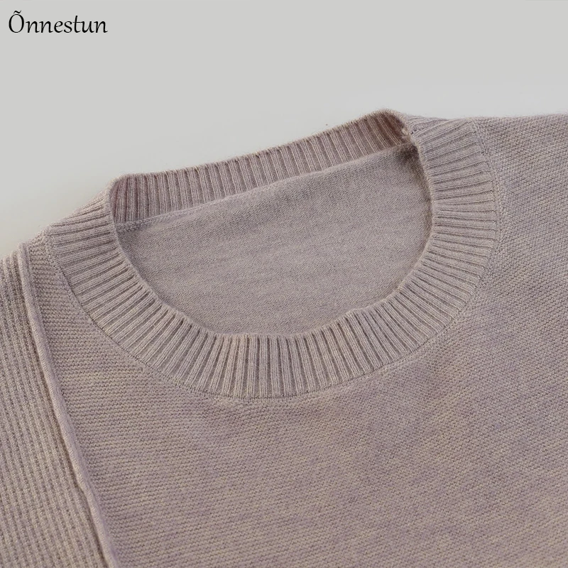 Woman Sweaters New Autumn Causal Women Pullover Knitted Crop Top Clothing Pink O Neck For | Женская одежда