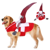 christmas dog clothes santa claus doll riding dress up costume prop pet decor xmas apparel for small large dogs