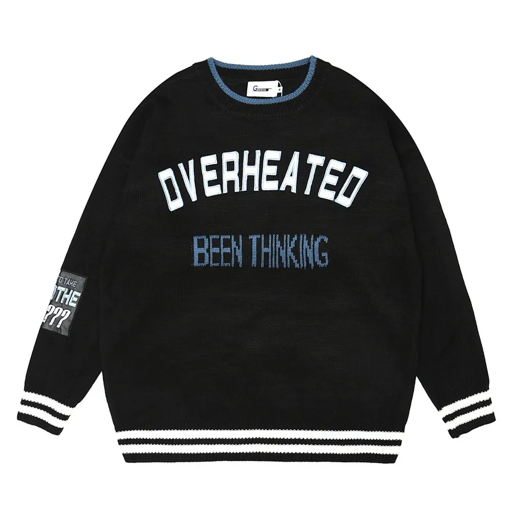 Модные Розовые винтажные дизайнерские женские свитера оверсайз синего цвета