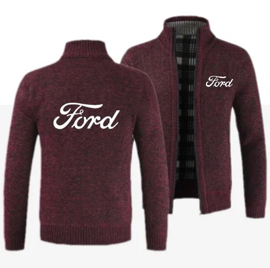 Лидер продаж осенне-зимняя мужская куртка с логотипом Ford приталенная на молнии