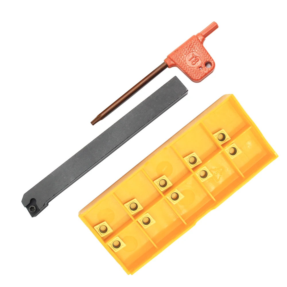 

1pc SCLCR1010H06 Boring Bar Practical Lathe Turning Tool + 10pcs CCMT060204 US735 Inserts + 1pc Wrench