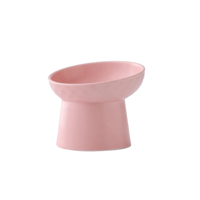 

Ceramic Bowl Cat Dog Bowl Pet Feeder Oblique Mouth High Foot Protection Cervical Spine Cat Dog Food Bowls Pet Supplies