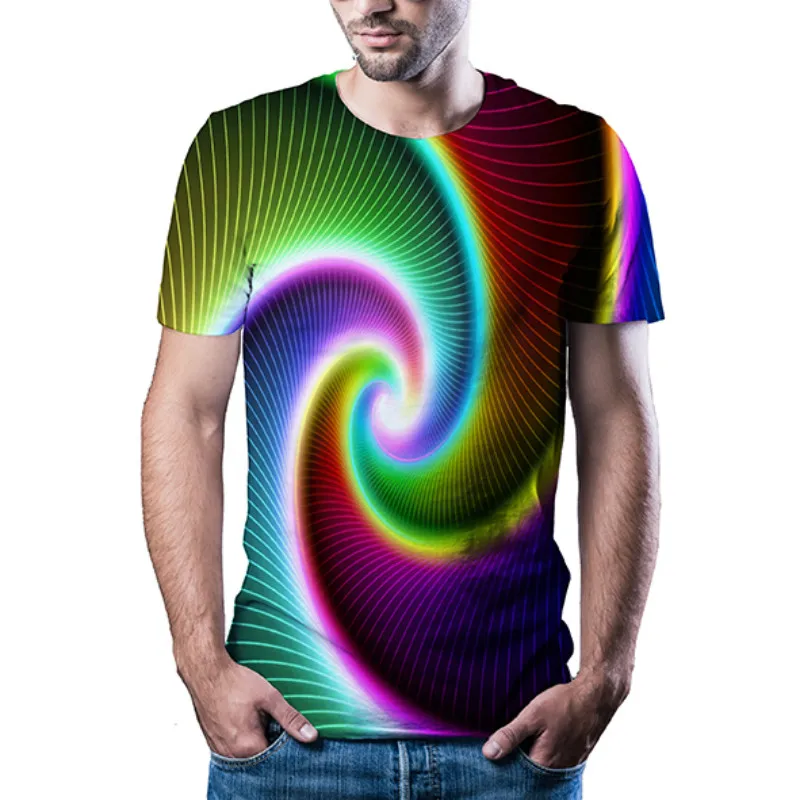 

Abstract 3D print casual T-shirt, quick drying 3D printing fashion T-shirt, new fashion in summer 2021