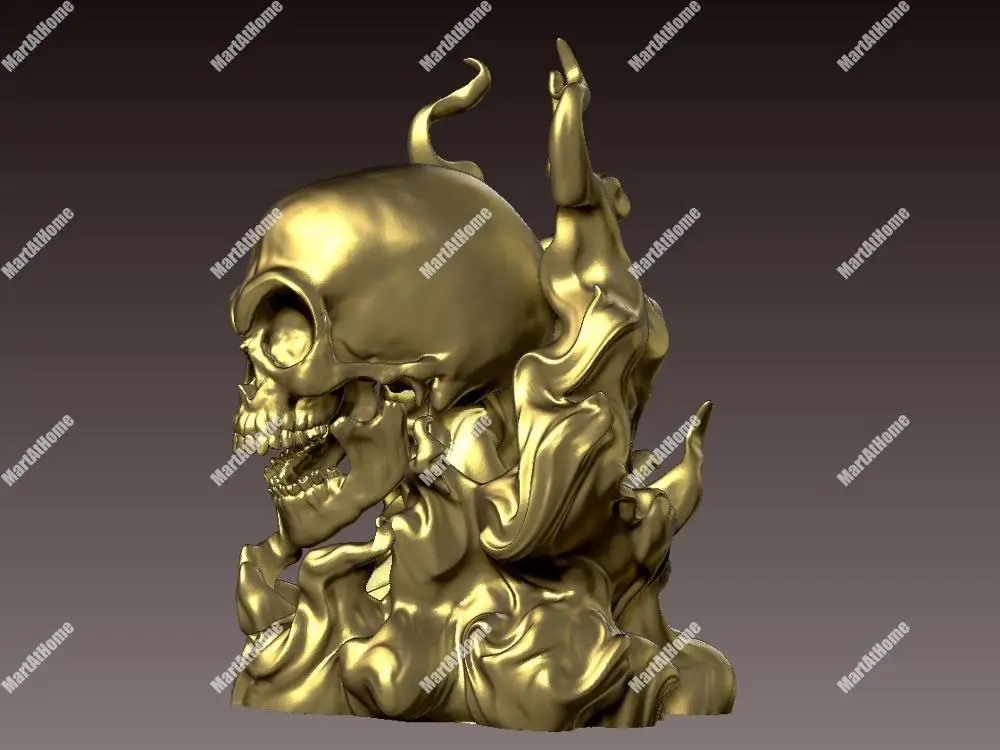 Demilich голова 3D модель STL файл круглая резьба Рисунок Череп Пламя для ЧПУ