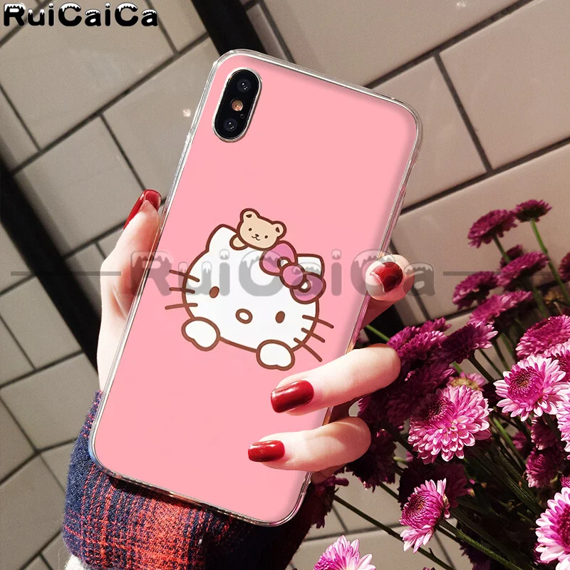 A6 RuiCaiCa прекрасный розовый чехол hello kitty Coque Shell для телефона iPhone 5 5Sx 6 7 7plus 8 8Plus X XS MAX XR - Цвет: A6