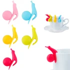 10 шт.компл. силиконовый держатель для чайных пакетиков в форме мультфильма, чашка, кружка, ситечко для заварки чая, клипсы, разные цвета