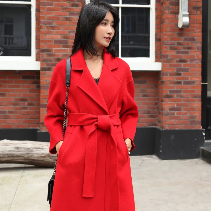 

KMETRAM 100% Wool Coat 2021 Autumn Winter Jacket Women Double Side Woolen Coat Female Korean Long Jackets Manteau Femme MY4283