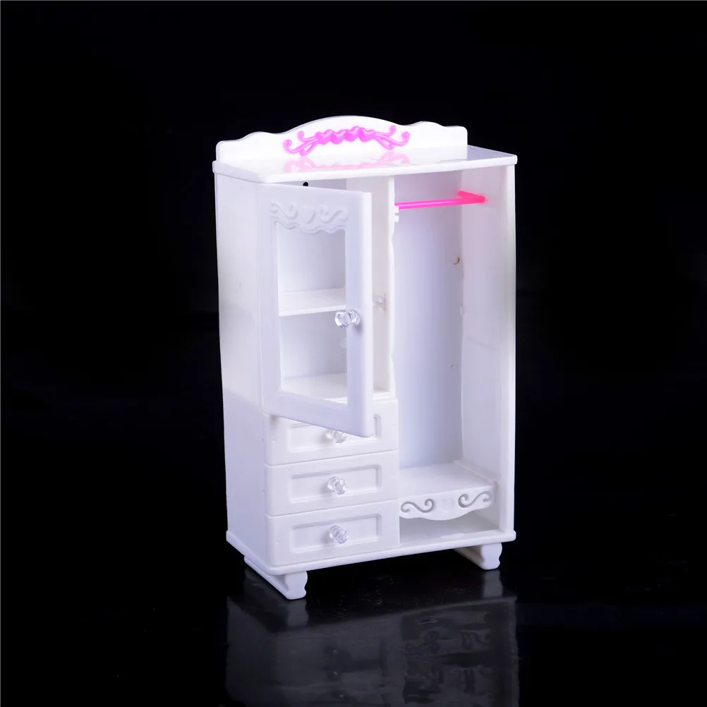 

Plastic White Wardrobe Closet and Hanger for Dollhouse Accessories Toy Dollhouse Furniture Living Room 1PC