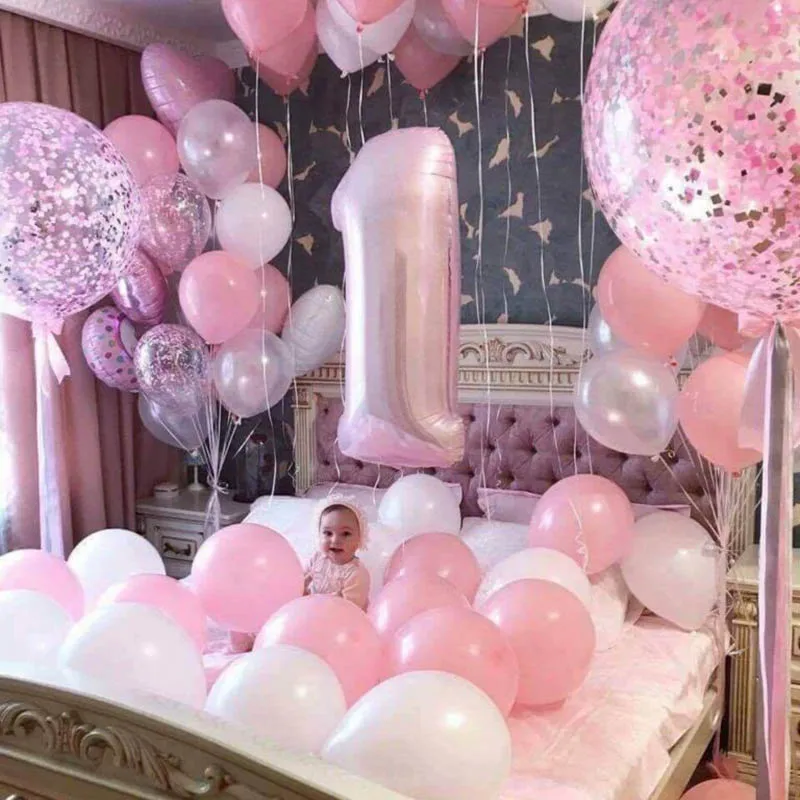 1 летнего мальчика Девочка День рождения воздушные шары Baby Shower шар 40 дюймов