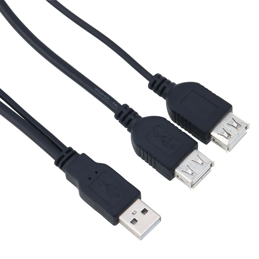 Verkauf Schwarz Farbe 21,5 Cm USB 2,0 Männlich Zu 2 Dual USB Weibliche Jack Y Splitter Adapter Kabel 1000 Stücke