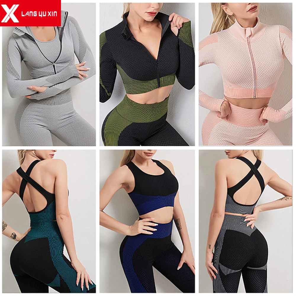 Женский спортивный костюм из 2 предметов для йоги обрезанный топ на бретелях