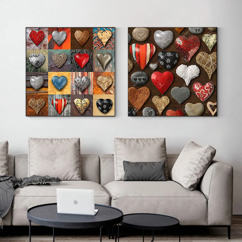 

Heart Shaped Stone Picture Prints On Canvas Painting Wall Art Romantic Strong Love Poster For Living Room Home Decor