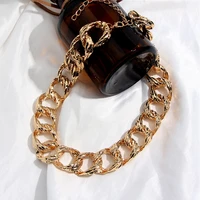just feel gold color chain necklace chokers women metal circle link statement necklaces maxi punk fashion party jewelry 2019