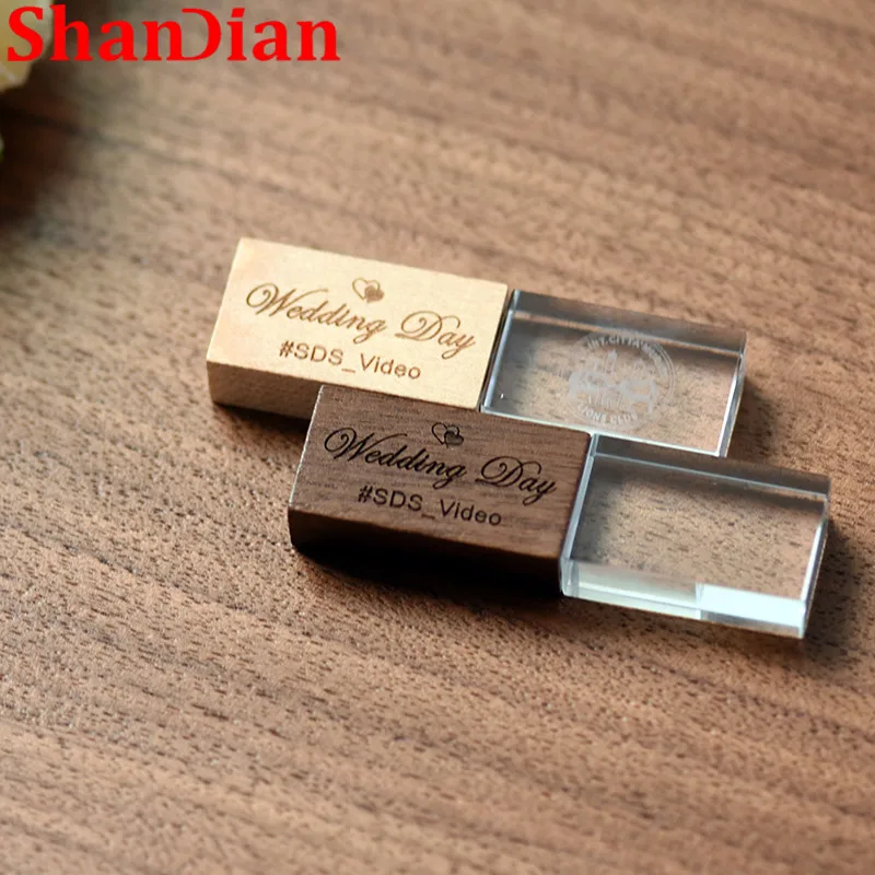 USB флеш накопитель SHANDIAN деревянный с кристаллами 8/16/32/64 ГБ|USB флэш-накопители| |